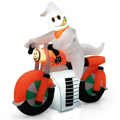 5 Feet Halloween Inflatable Ghost Riding on Motor Bike with LED Lights - Relaxacare