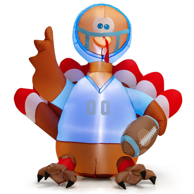 5 Feet Inflatable Thanksgiving Turkey Football Player with Lights - Relaxacare