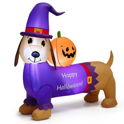 5 Feet Long Halloween Inflatable Dachshund Dog with Pumpkin - Relaxacare