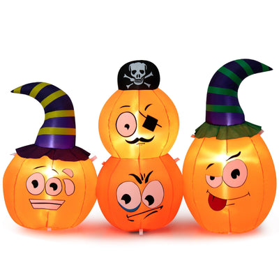 5 Feet Long Halloween Inflatable Decoration 4 Pumpkin Lanterns Combo with Pirate - Relaxacare
