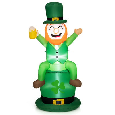 5 Feet St Patrick's Day Inflatable Decoration Leprechaun Sitting on Hat - Relaxacare