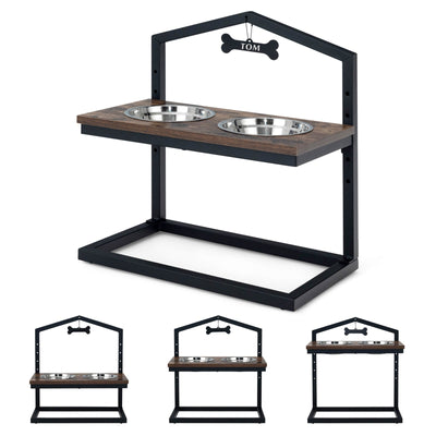 5 Heights Elevated Pet Feeder with 2 Detachable Stainless Steel Bowl - Relaxacare