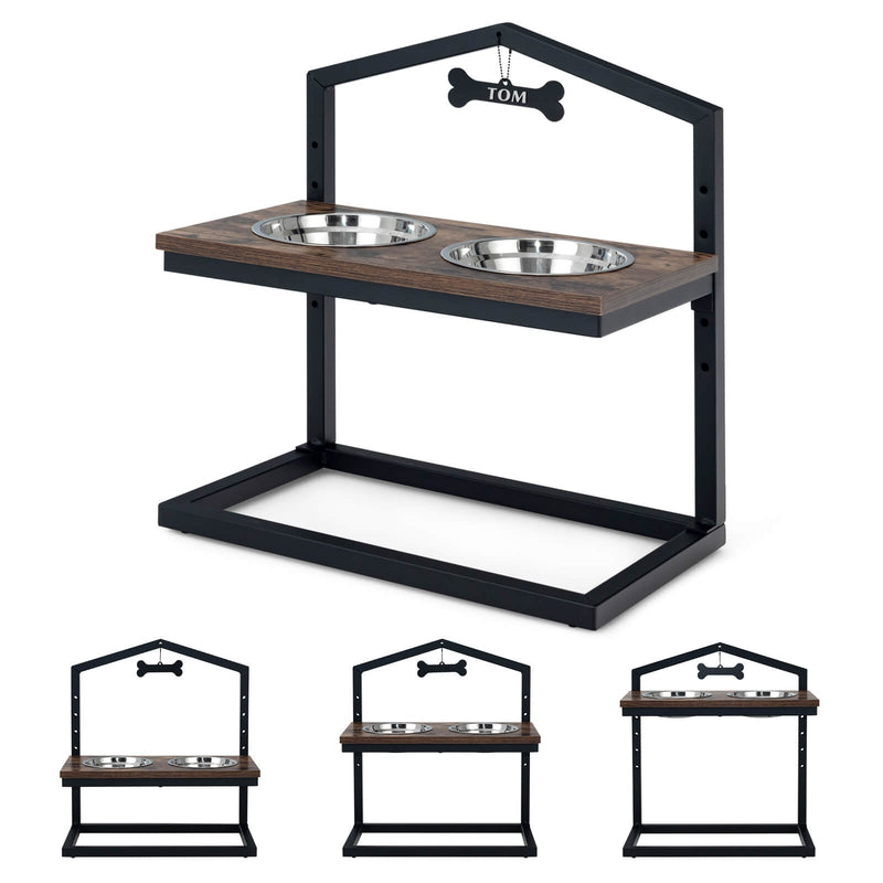 5 Heights Elevated Pet Feeder with 2 Detachable Stainless Steel Bowl - Relaxacare