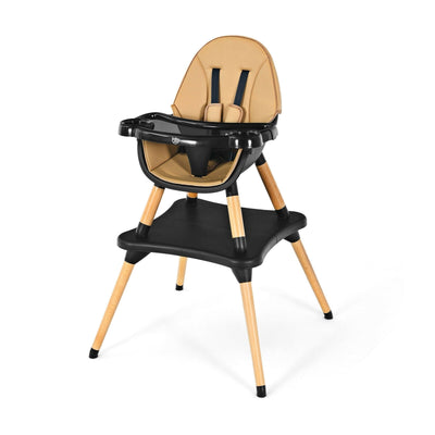 5-in-1 Baby Eat and Grow Convertible Wooden High Chair with Detachable Tray-Coffee - Relaxacare