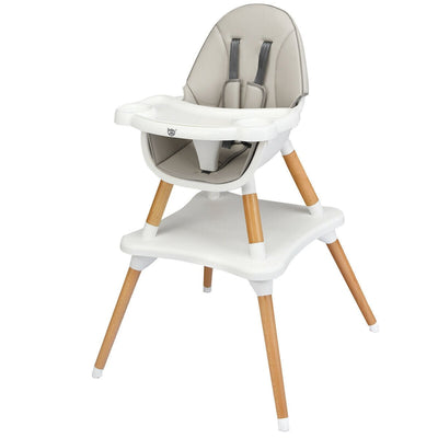 5-in-1 Baby Wooden Convertible High Chair -Gray - Relaxacare