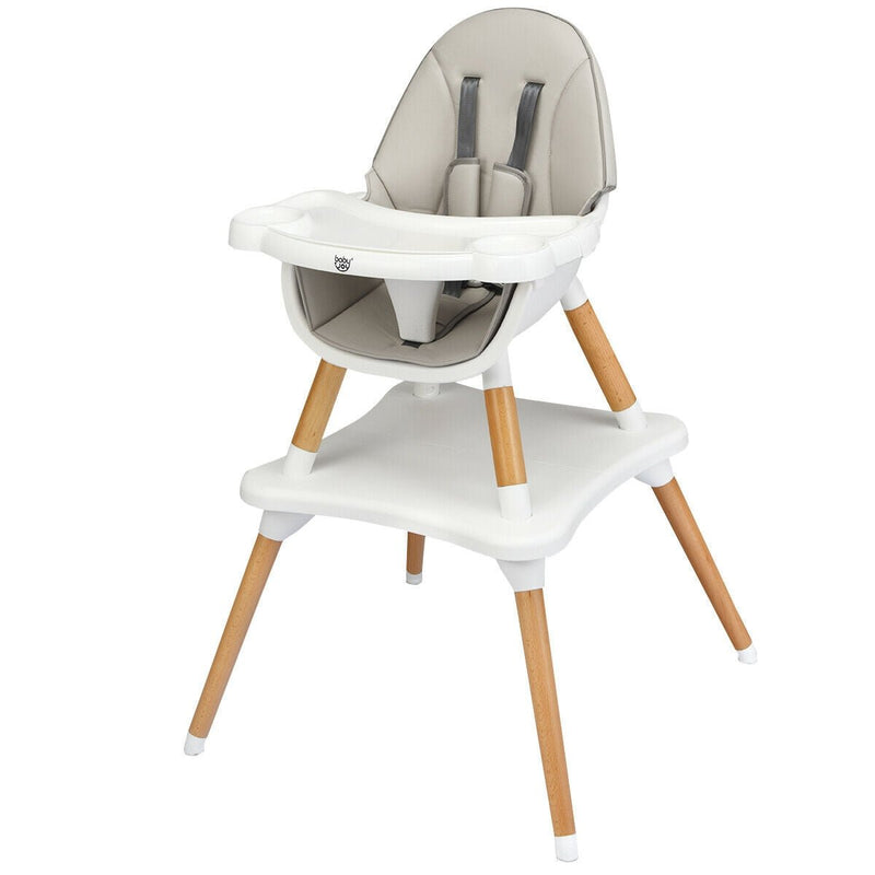 5-in-1 Baby Wooden Convertible High Chair -Gray - Relaxacare
