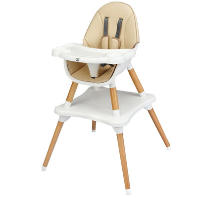 5-in-1 Baby Wooden Convertible High Chair -Khaki - Relaxacare