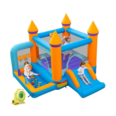 5-in-1 Inflatable Bounce Castle with Ocean Balls and 735W Blower - Relaxacare