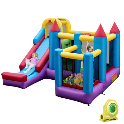 5-in-1 Inflatable Bounce House with 735W Blower and 50 Ocean Balls - Relaxacare