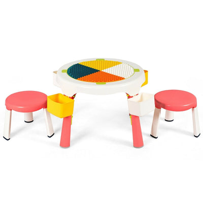 5-in-1 Kid Folding Storage Activity Table Chair Set-Pink - Relaxacare
