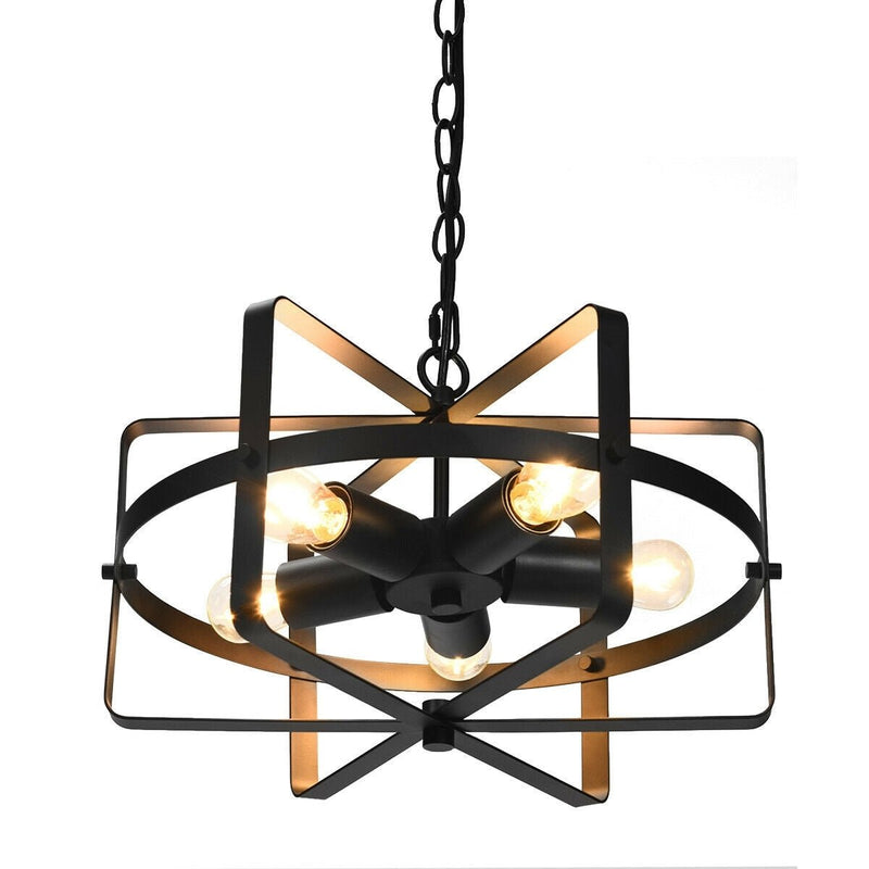 5-Light Metal Drum Shape Industrial Pendant Light - Relaxacare