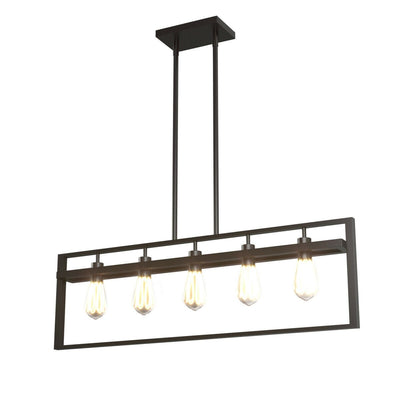 5-Lights Pendant Lamp with Iron Square Lamp Shade - Relaxacare