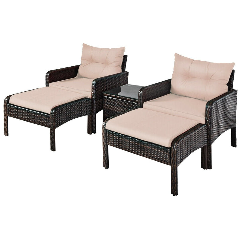 5 Pcs Patio Rattan Wicker Sofa Furniture Set - Relaxacare