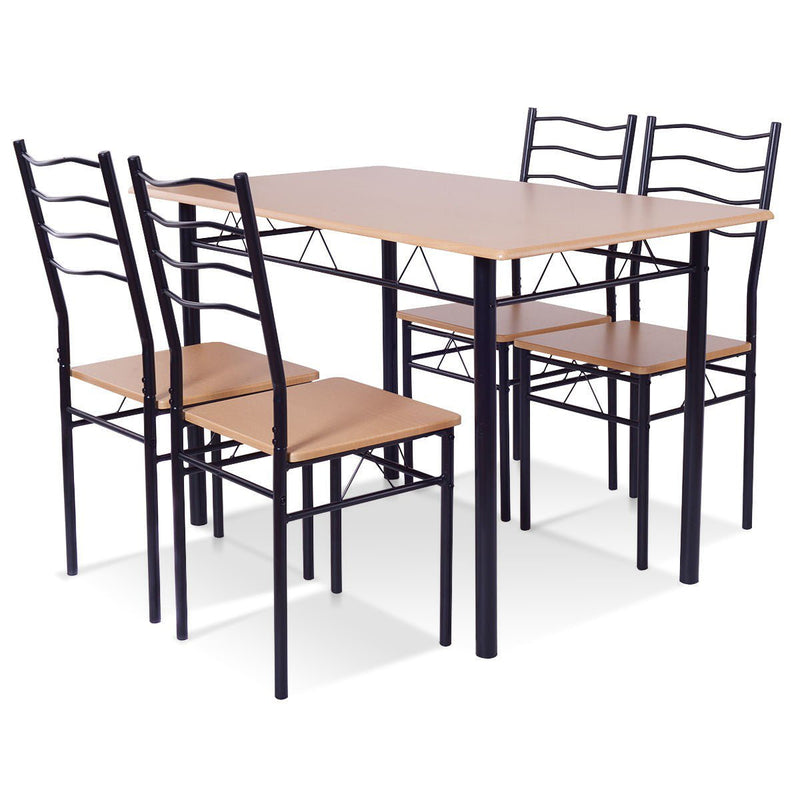 5 pcs Wood Metal Dining Table Set with 4 Chairs - Relaxacare