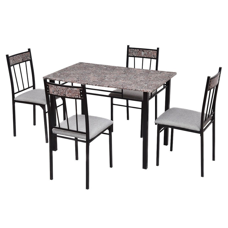 5 Piece Faux Marble Dining Set Table - Relaxacare