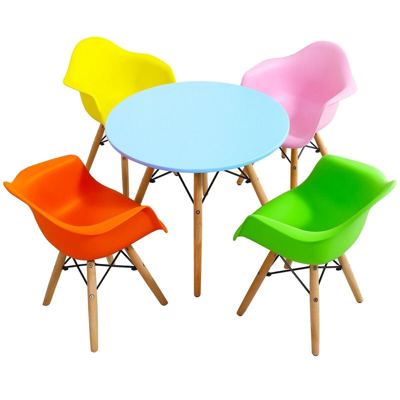 5 Piece Kids Mid-Century Colorful Table Chair Set - Relaxacare