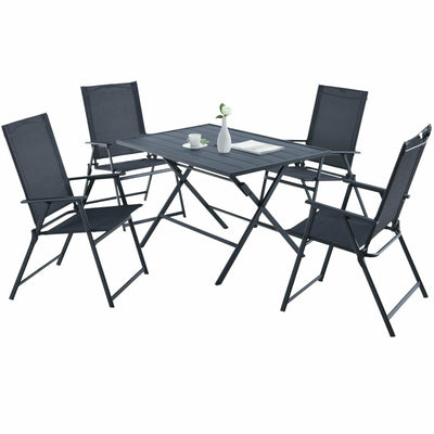 5 Piece Patio Dining Furniture Set with 4 Armchairs and 1 Dining Table - Relaxacare