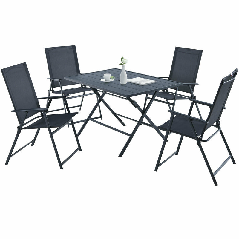 5 Piece Patio Dining Furniture Set with 4 Armchairs and 1 Dining Table - Relaxacare