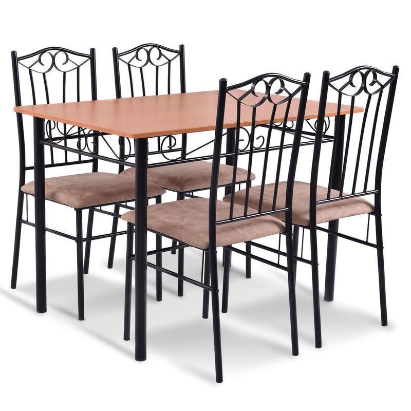 5 Pieces Dining Set Wooden Table and 4 Cushioned Chairs - Relaxacare