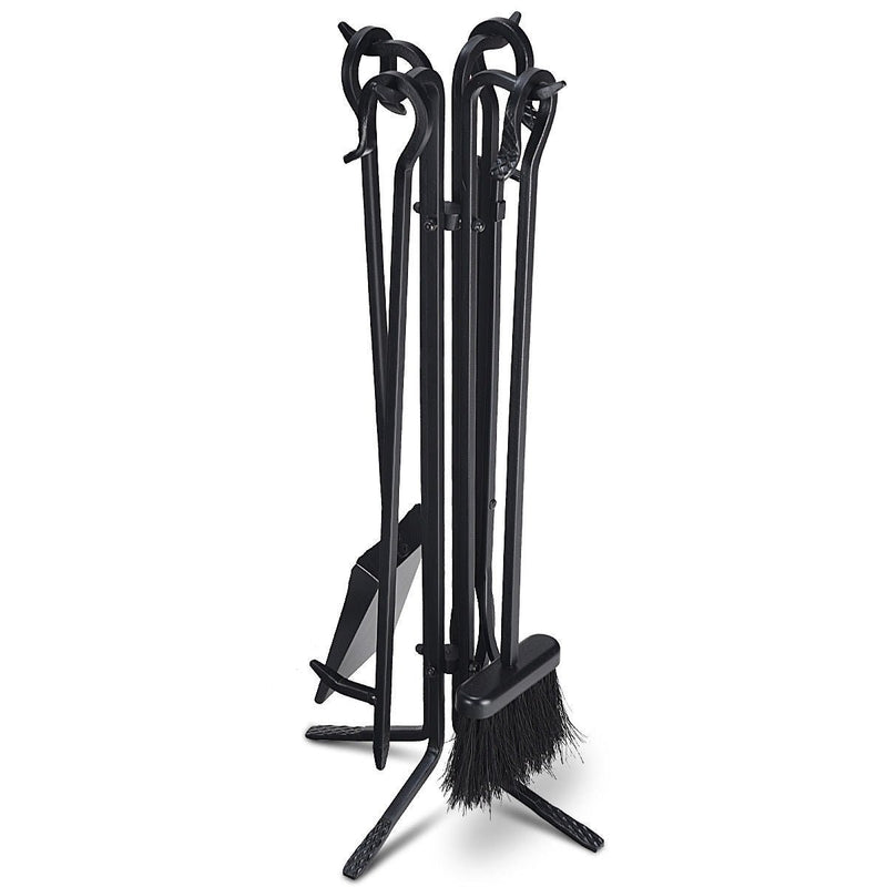 5 Pieces Fireplace Iron Standing Tools Set - Relaxacare