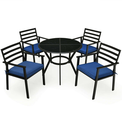 5 Pieces Outdoor Patio Dining Chair Table Set with Cushions - Relaxacare