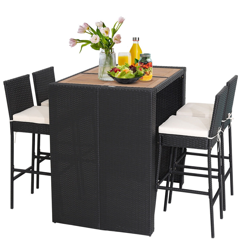 5 Pieces Patio Acacia Wood Dining Set - Relaxacare