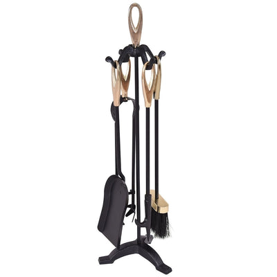 5 Pieces Stylish Iron Fireplace Tools Set - Relaxacare