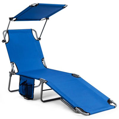 5-Position Adjustable Outdoor Recliner Chair with Canopy Shade - Relaxacare
