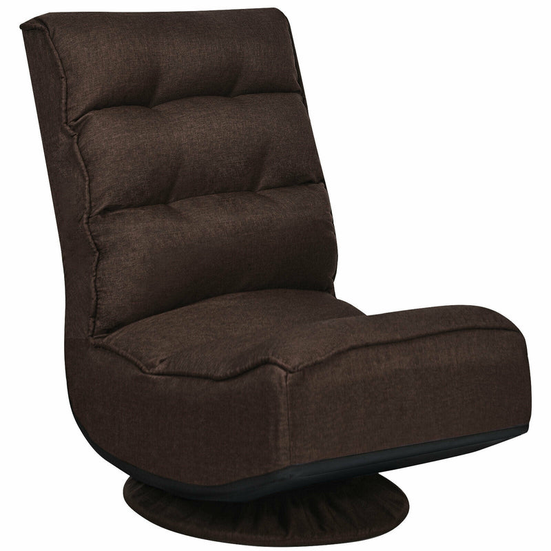 5-Position Folding Floor Gaming Chair-Brown - Relaxacare