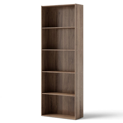 5-Shelf Storage Bookcase Modern Multi-Functional Display Cabinet Furniture-Walnut - Relaxacare