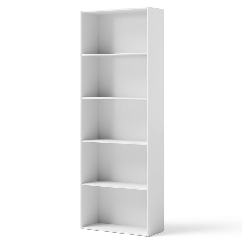 5-Shelf Storage Bookcase Modern Multi-Functional Display Cabinet-White - Relaxacare