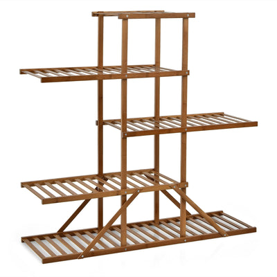 5-tier 10 Potted Bamboo Plant Stand-Brown - Relaxacare