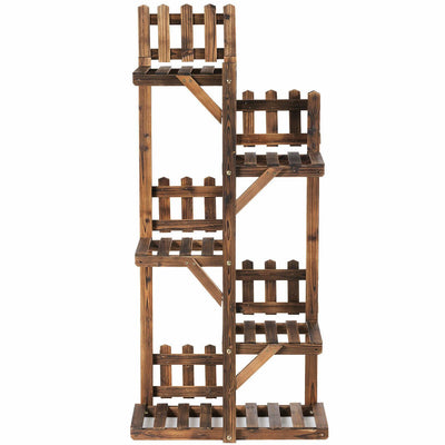 5-Tier Flower Rack Wood Plant Stand 6 Pots Display Shelf - Relaxacare