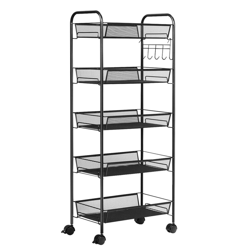 5 Tier Mesh Rolling File Utility Cart Storage Basket - Relaxacare