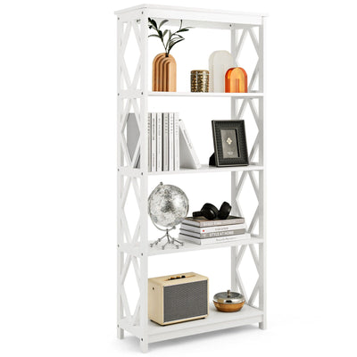 5-Tier Modern Freestanding Bookcase with Open Shelves-White - Relaxacare