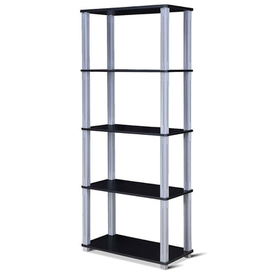 5-Tier Multi-Functional Storage Shelves Rack Display Bookcase-Black - Relaxacare