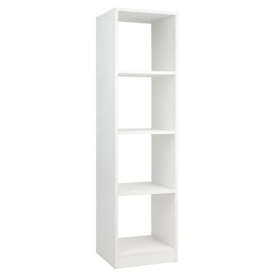 5 Tiers 4-Cube Narrow Bookshelf with 4 Anti-Tipping Kits-White - Relaxacare