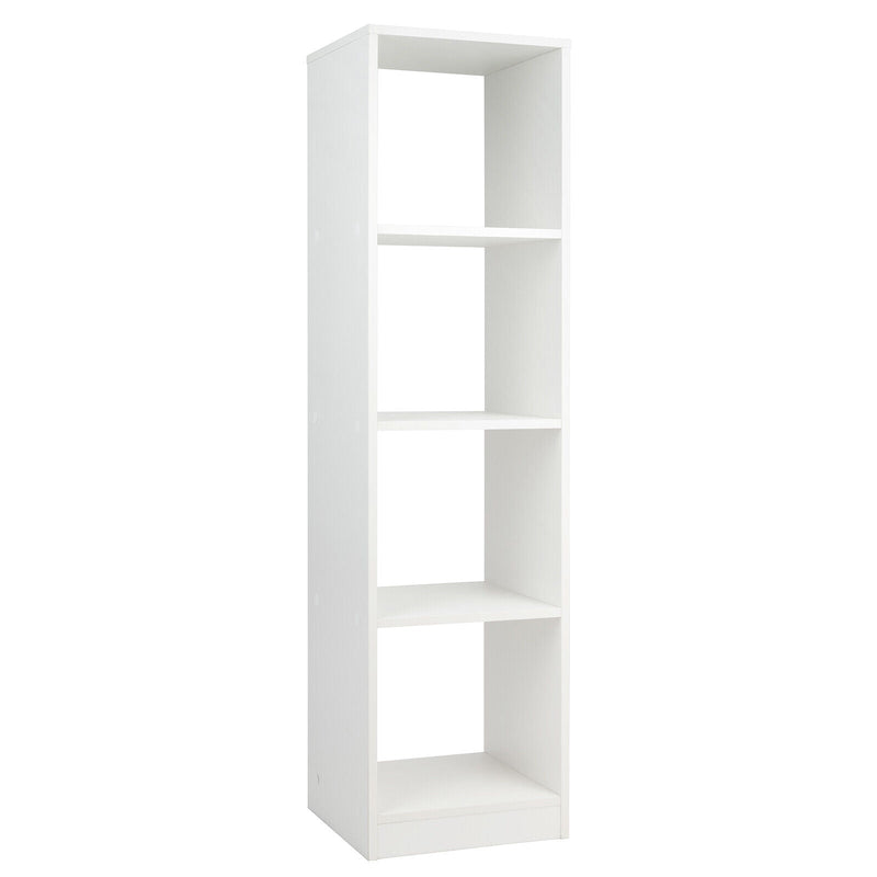 5 Tiers 4-Cube Narrow Bookshelf with 4 Anti-Tipping Kits-White - Relaxacare