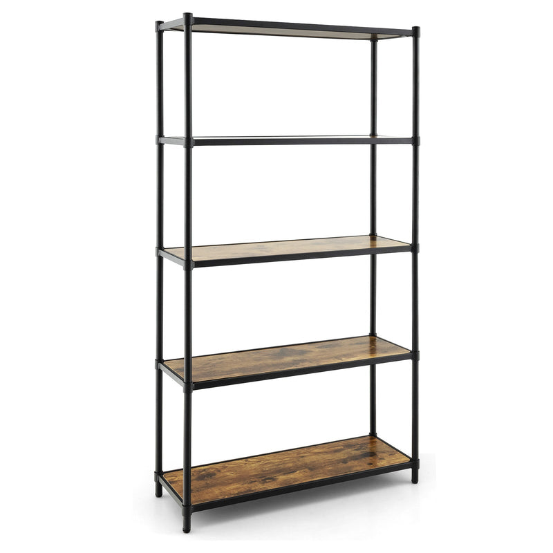 5 Tiers 61 Inch Multi-use Bookshelf with Metal Frame - Relaxacare