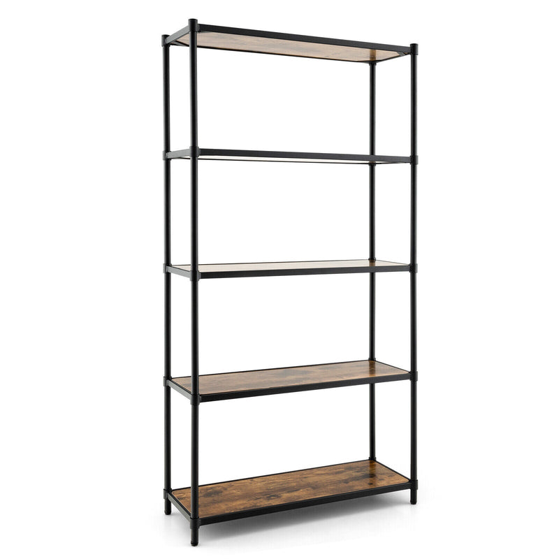5 Tiers 61 Inch Multi-use Bookshelf with Metal Frame-Black - Relaxacare