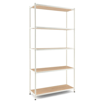 5 Tiers 61 Inch Multi-use Bookshelf with Metal Frame-White - Relaxacare