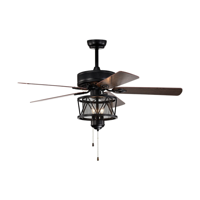 50 Inches Ceiling Fan with Lights Reversible Blades and Pull Chain Control-Black - Relaxacare