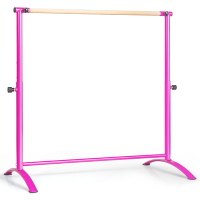 51 Inch Ballet Barre Bar with 4-Position Adjustable Height-Pink - Relaxacare