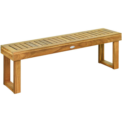 52 Inch Acacia Wood Dining Bench with Slatted Seat - Relaxacare
