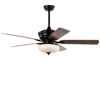 52 Inch Ceiling Fan with 3 Wind Speeds and 5 Reversible Blades-Black - Relaxacare
