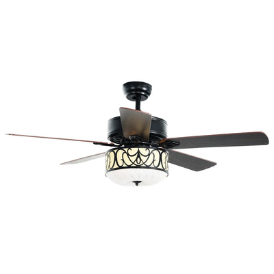 52 Inch Ceiling Fan with Light Reversible Blade and Adjustable Speed-Black - Relaxacare