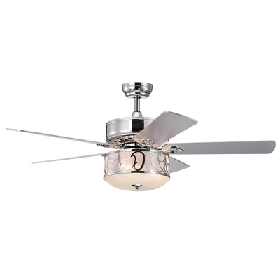 52 Inch Ceiling Fan with Light Reversible Blade and Adjustable Speed-Silver - Relaxacare