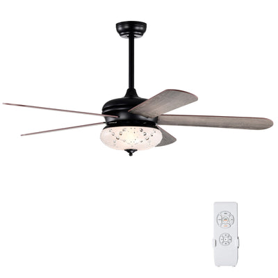 52 Inches Ceiling Fan with Remote Control-Oak - Relaxacare