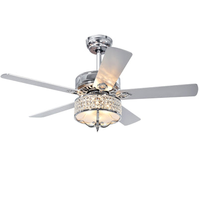 52 Inches Modern Ceiling Fan with Light and Reversible Blades-Silver - Relaxacare