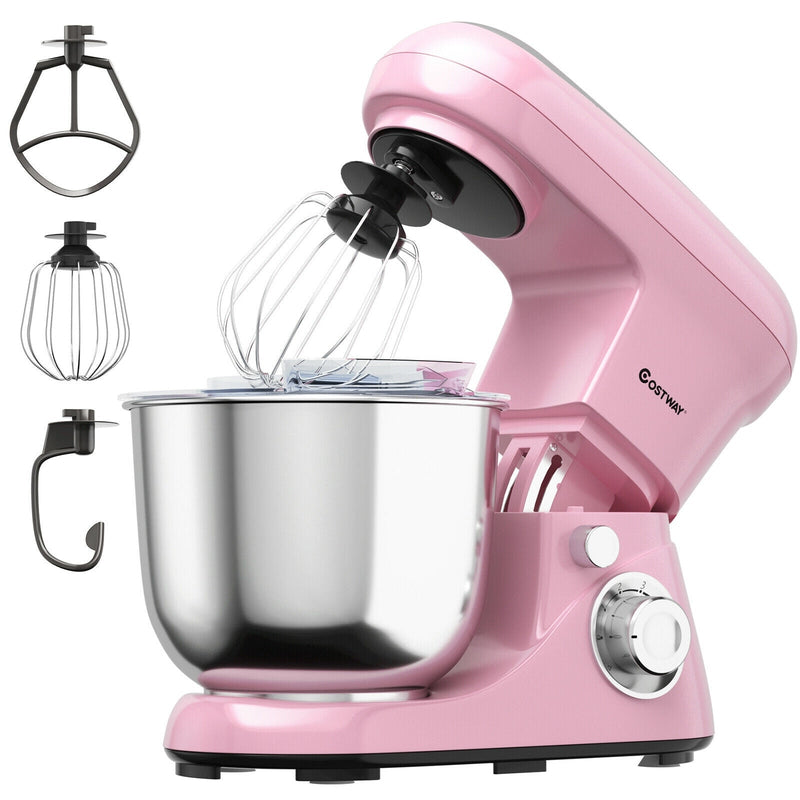5.3 Qt Stand Kitchen Food Mixer 6 Speed with Dough Hook Beater-Pink - Relaxacare